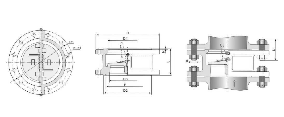 Double flange dual plate check valve